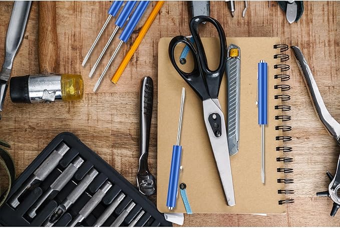 60 Pieces Pocket Screwdriver Mini Tops and Pocket Clips Magnetic Slotted Small Screw Driver with a Single Blade Head for Mechanical, Electrician(Blue)