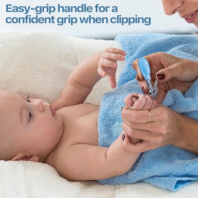 50 Pcs Baby Nail Clippers Bulk Blue Fold Up Stainless Steel Finger Trimmer Cutter for Newborn Infant, Home Travel Nursery(Blue)