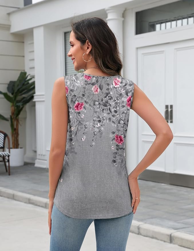 Zeagoo Tank Top for Women V Neck Loose Fit Sleeveless Summer Tops Business Casual Outfits Dressy Blouses Shirts
