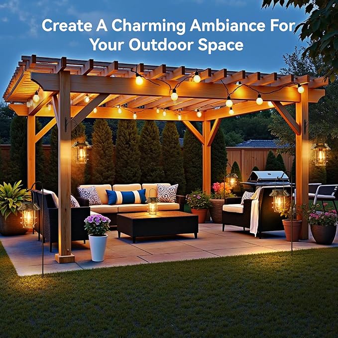 Solar Lanterns Outdoor Waterproof, High Brightness Hanging Solar Lights for Outside with Wall Hooks, Retro Metal Outdoor Lanterns Auto On/Off for Porch, Patio, Yard Decor 2 Pack