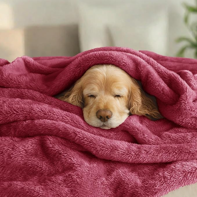 Exclusivo Mezcla Fuzzy Plush Fleece Bed Blanket King Size, Deep Red | 104x90 Inches, Super Soft and Cozy Bed Blanket, Fluffy Decorative Bedding for Livingroom, Bedroom, All Season