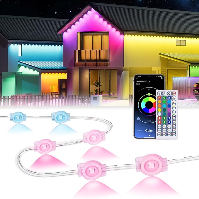 300Ft Permanent Outdoor Lights,Smart RGB Outdoor Lights with Remote APP Control, IP67 Waterproof Outside Light for House for Daily, Garden, TV Backlights, Christmas Decor