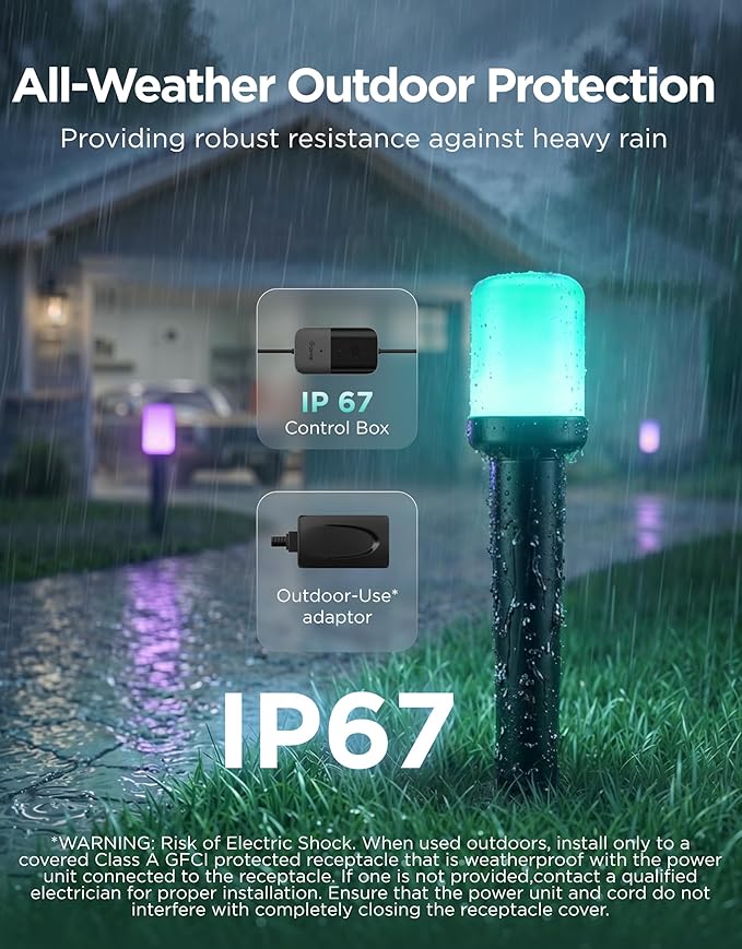 Govee Outdoor Cylinder Pathway Lights, 4 Pack, 425 Lumens, IP67 Waterproof | 60+ Preset Scene Modes, Outdoor Decor for Path, Patio, Garden, Lawn, Compatible with Alexa, Google Assistant, Matter