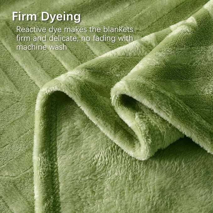 Whale Flotilla Flannel Fleece Fall Bed Blanket King Size, Olive Green | Lightweight Breathable Soft Bedspread, Plush Fluffy Coverlet Chevron Design Decorative Blanket for Home Life, 90x104 Inch