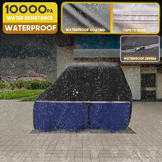 Waterproof Golf Cart Cover, Heavy Duty Marine Grade Fabric, Universal Fits for Most Brand 2/2+2/4+2 Passengers Yamaha, Honda, Club Car, EZGO Golf Cart
