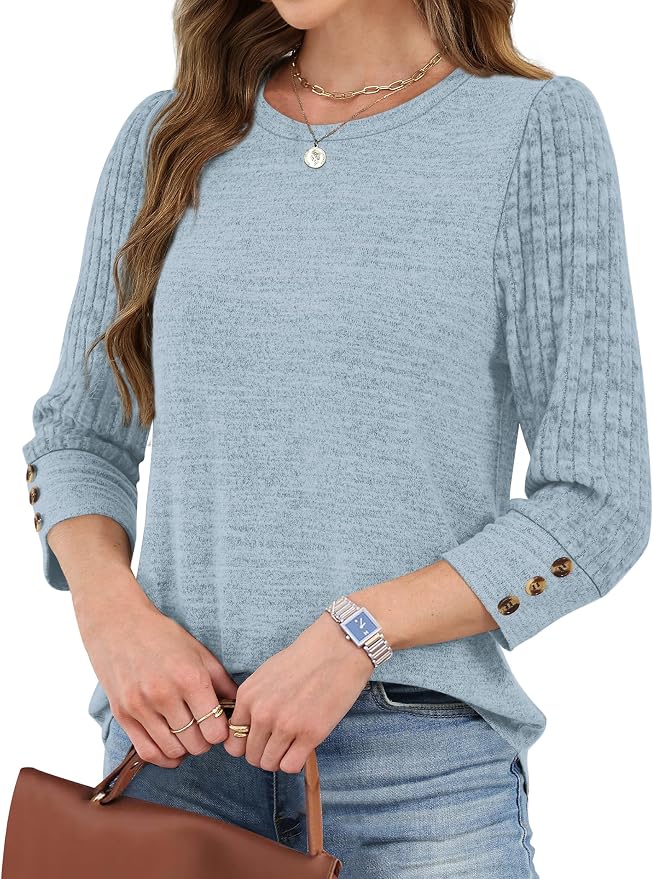 WIHOLL 3/4 Length Sleeve Womens Tops Sweaters Shirts Lightweight Spring Outfits 2026 Winter Clothing S-2XL