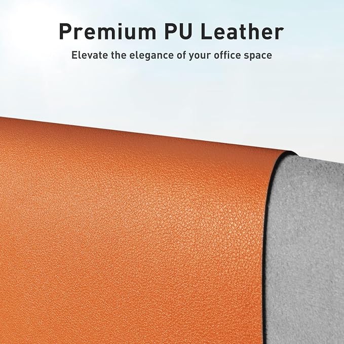 Aothia Leather Desk Pad Protector, Mouse Pad, Office Desk Mat, Non-Slip PU Leather Desk Blotter, Laptop Desk Pad, Waterproof Desk Writing Pad for Office and Home (31.5" x 15.7",Hermes Orange)