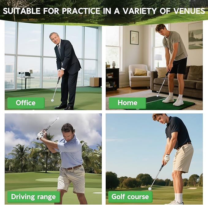 Retractable Golf Swing Training Aid - Golf Swing Trainer, Portable Grip Trainer for Indoor & Outdoor Practice, Improving Strength
