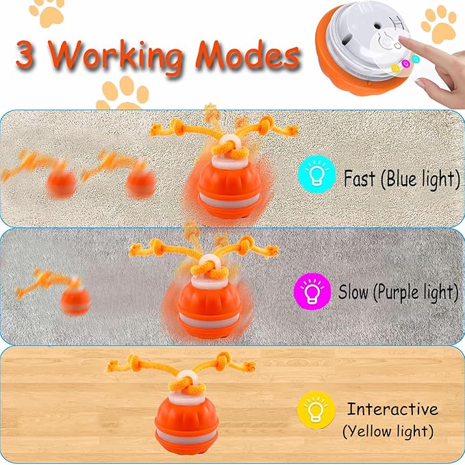 Interactive Dog Toys，Peppy Pet Ball for Dogs，Motion Activate Rolling Ball for Puppy/Medium Dogs，Active Rolling Dog Bal l Wicked Bal l for Daily Training, Dog Toys to Keep Them Busy (Blue)