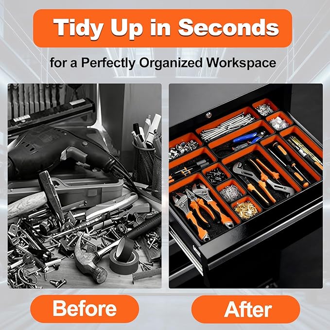 Collapsible Magnetic Parts Tray Set with Extra Strong Magnet Up to 18LB, 3 Different Size Silicone Foldable Tool for Organizing Screw Bolts Nuts Washers Pins and Other Small Metal Parts - Orange