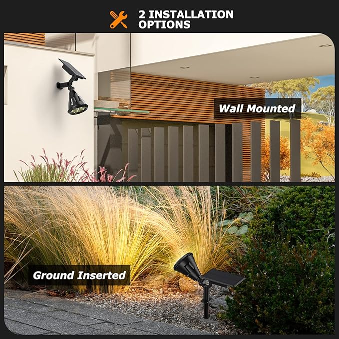 Solar Spot Lights Outdoor, 21 LEDs Solar Landscape Lights Auto On/Off with 3 Modes, IP67 Waterproof Solar Yard Spotlight Wall Lights, 2-in-1 Solar Outdoor Lights for Garden, Pathway, Pool