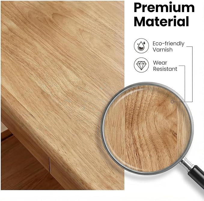 Solid Wooden Desk with Drawers, Small Writing Desk with Drawers for Computer, PC Desk for Work, Study or Gaming, Easy to Assemble