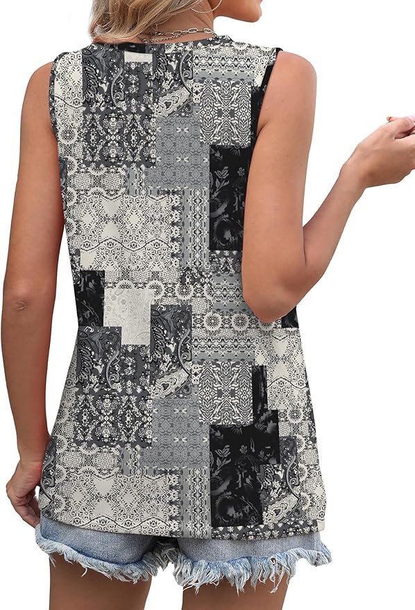 WIHOLL Women's Sleeveless Summer Crewneck Loose Fit Tank Tops