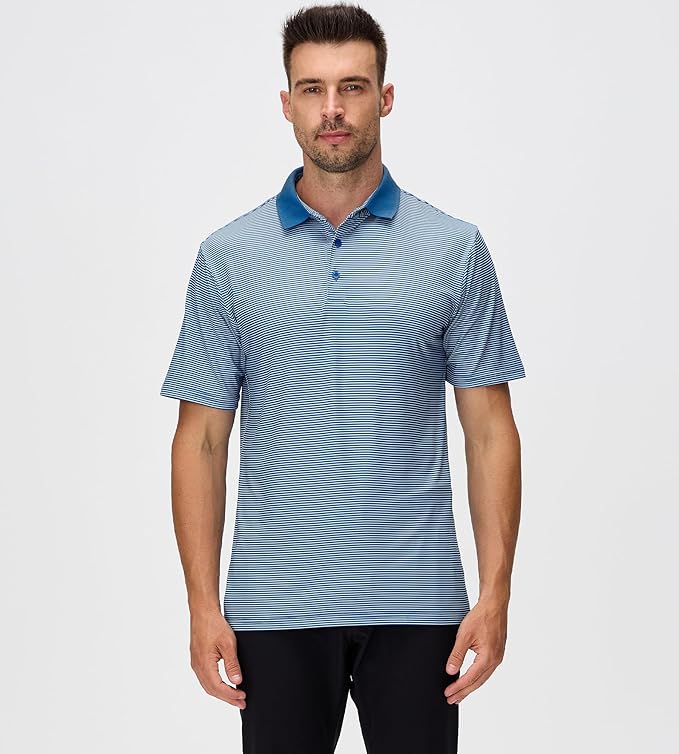 Esabel.C Jacquard Golf Shirts for Men Moisture Wicking Short Sleeve Performance Dry Fit Active Mens Polo Shirts