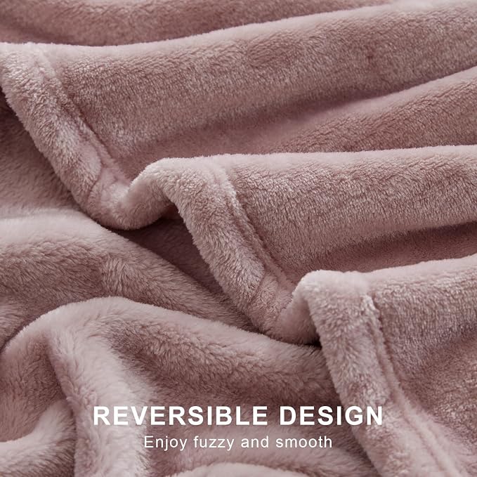 Hansleep Twin Pink Fleece Blanket, Soft Flannel Bed Blanket | Fuzzy Cozy Blanket 60x80 Inches, Multi-use for Bed, Sofa, Couch, Travel, Camping, All Season Warm Lightweight Cover