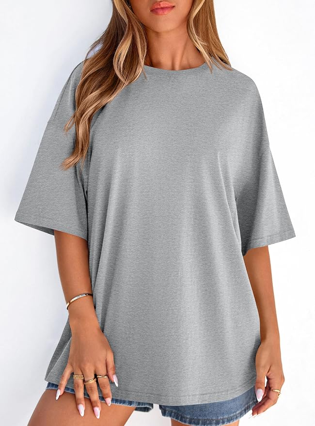 PRETTYGARDEN Womens 2026 Spring Going Out Tops Casual Short Sleeve Crewneck Loose Fit Basic Oversized T Shirts Summer Outfits