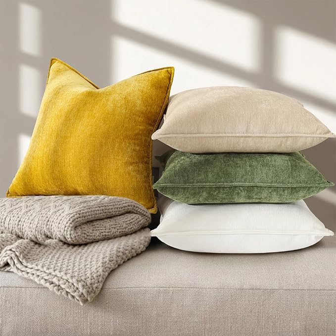 decorUhome Chenille Black Velvet Throw Pillow Covers 12x20 Set of 2 | Fall Soft Lumbar Couch Decorative Modern Farmhouse Pillow Cases with Elegant Design for Sofa Bed Living Room Home Decor