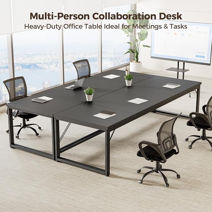 Mericonia 63 Inch Computer Desk, 1" Thick Large Office Table, Black | Modern Simple Style, Heavy Duty Industrial Frame, Large Study & Writing Table for Home Bedroom Work