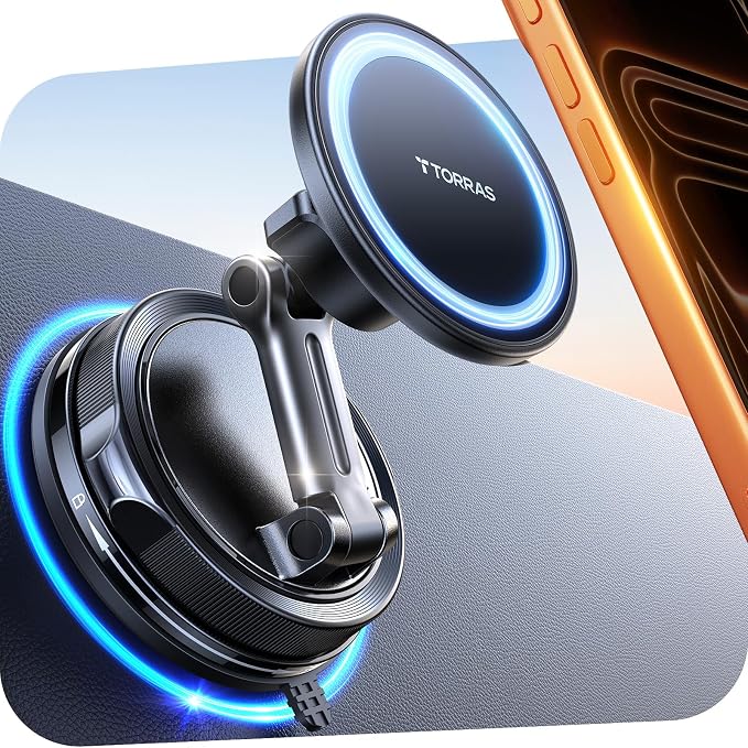 TORRAS 2026 Vacuum for Magsafe Car Mount���98+LBS Strongest Suction & Ultra Magnet��� Magnetic Phone Holders for Your Car, 360�� Adjustable Car Phone Holder Mount for iPhone 17 Pro Max 16 15 14 13 12