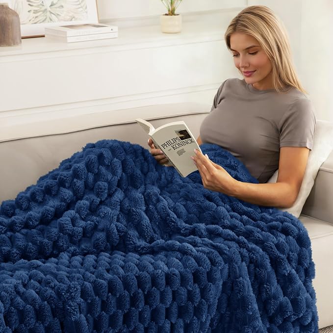 Whale Flotilla Soft Cozy 3D Fleece Throw Blanket for Couch & Bed, Navy Blue | Super Lightweight Plush Fluffy Throw, Luxury 3D Decorative All‑Season Couch Cover Blanket for Sofa & Office Chair, 50"x60"