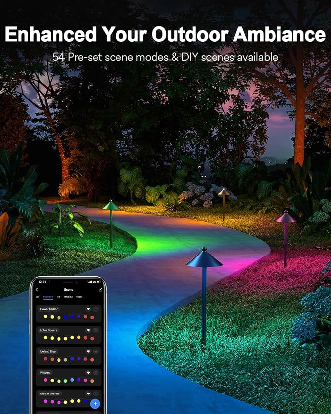 Lumary Smart Low Voltage Pathway Lights 2000LM, IP65 Waterproof, 24V | RGBAI/Cool/Warm light, Timer, 50+ Scenes, Custom Schedules, Works with Alexa/Google Home, Garden/Driveway/Landscape Lighting