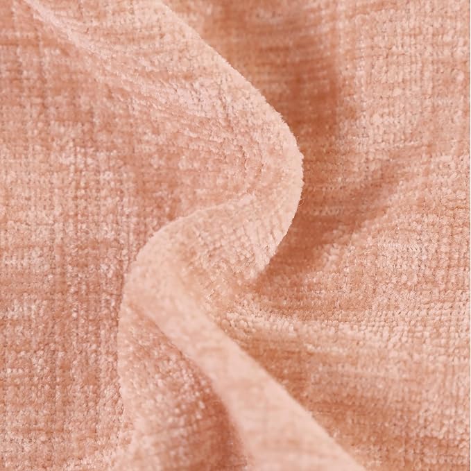 CaliTime Decorative Couch Throw Pillow Covers 20 X 12 Inches Dusty Pink | Pack of 2, Cozy Chenille Cushion Cases, with Pom Poms for Sofa Bed Living Room Farmhouse Home