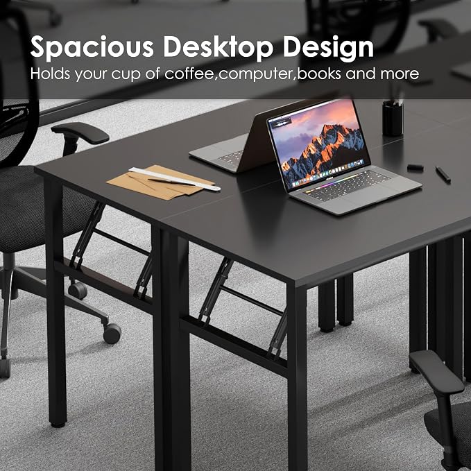 Need Office Computer Desk 35.8 Inch Sturdy Folding Laptop Table Black | Black Frame Writing Gaming Work Table/Foldable Home Office Desk/Sewing Table, No Assembly Required