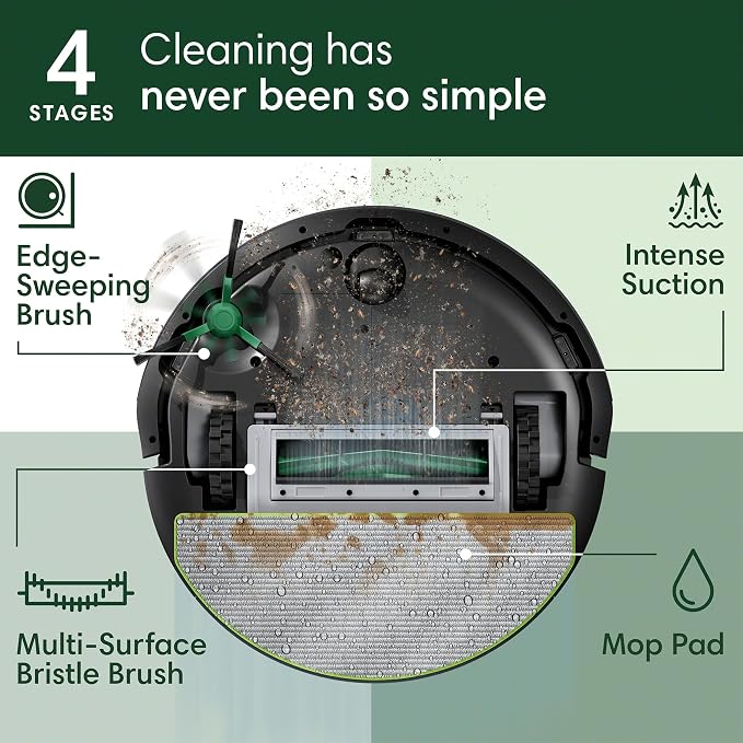 iRobot Roomba 105X Robot Vacuum & Mop Combo, AutoEmpty Dock, Self‑Emptying for Up to 75 Days, 70× Power‑Lifting Suction, Smart LiDAR Mapping, App & Voice Control, Ideal for Homes with Pets & Kids