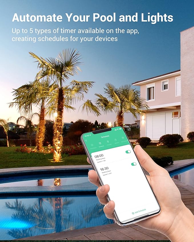 DEWENWILS WiFi Pool Pump Timer, Heavy Duty 40A 120-277 VAC 2HP Wireless Controller Timer for Pool, Water Heater, Works with Alexa, Google Assistant, Smart Life, ETL Listed