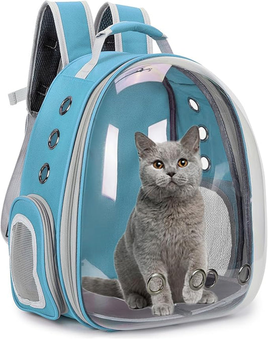 Cat Bubble Backpack Carrier for Small Medium Dogs Cats Carrying Bag, Airline Approved Pet Travel Carrying Bag Dog Hiking Walking Outdoor Backpack (Blue)