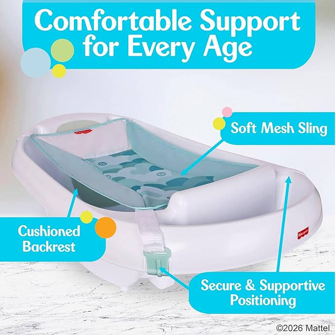 Fisher-Price™ 3-N-1 Grow with Baby Infant to Toddler Bath Tub with Supportive Sling