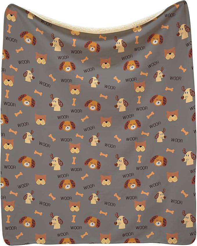 Grey Woof Sherpa Pet Lightweight Blanket - 30" x 40" - Cute for Dogs - Gifts and Puppy Essentials - Printed in America