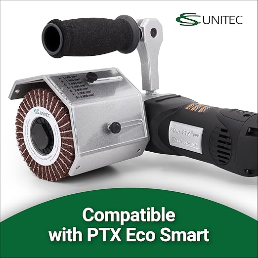 CS Unitec | 47312 | PTX Interleaf (Combi) Wheel Nylon Fleece for Metal/Wood Surface Finishing. 80 Grit, 4-1/8" Diameter x 4" Width, 1-3/4??(45mm) Hollow Core ??Made in Germany