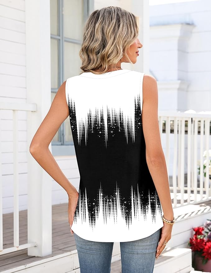 Zeagoo Tank Tops for Women 2026 Summer Top Henley Shirts Dressy Casual Loose Fit V-Neck Button Down Sleeveless Tshirt Blouse