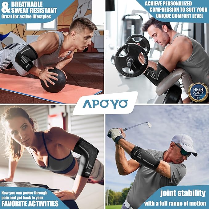 APOYO Elbow Brace for Tendonitis and Tennis Elbow, (Pair) Compression Sleeve for Arthritis, Workouts, Reduce Joint Pain During Fitness Activity (XX-Large)