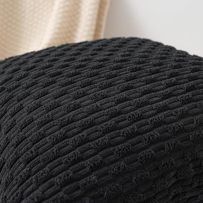 Kevin Textile Soft Corduroy 16"x24" Lumbar Pillow Cover 1 Pack, Black | Boho Stripe Plush Corduroy Decorative Oblong Cushion Cover Modern Farmhouse Home Decor for Sofa Couch Bed Chair