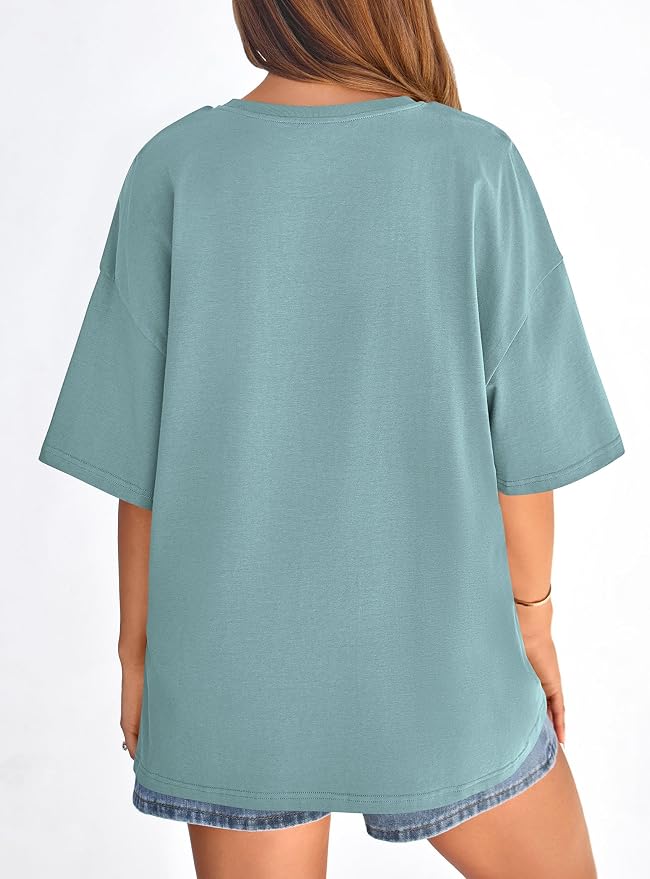 PRETTYGARDEN Womens 2026 Spring Going Out Tops Casual Short Sleeve Crewneck Loose Fit Basic Oversized T Shirts Summer Outfits