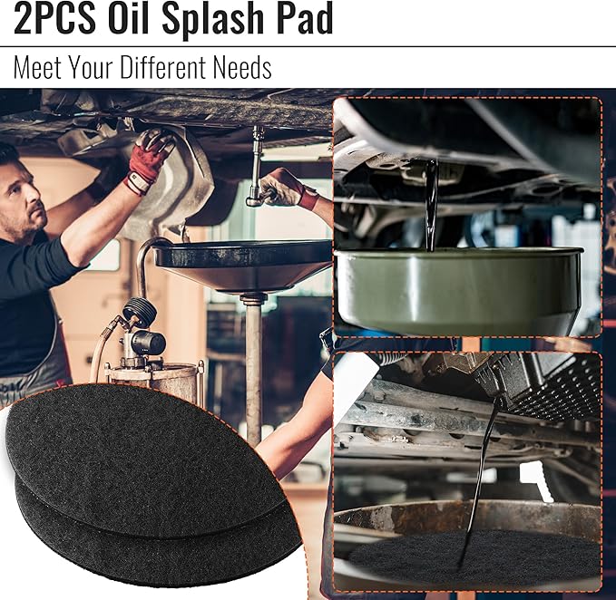 Saillong 2 Pcs 18'' Round Oil Drain Splash Pad, No Splatter Pad Fit 1.5-20 Gal Oil Drain Pan, Anti Splash Oils Change Mat for Car Changing Oils Transmission Drains Pan