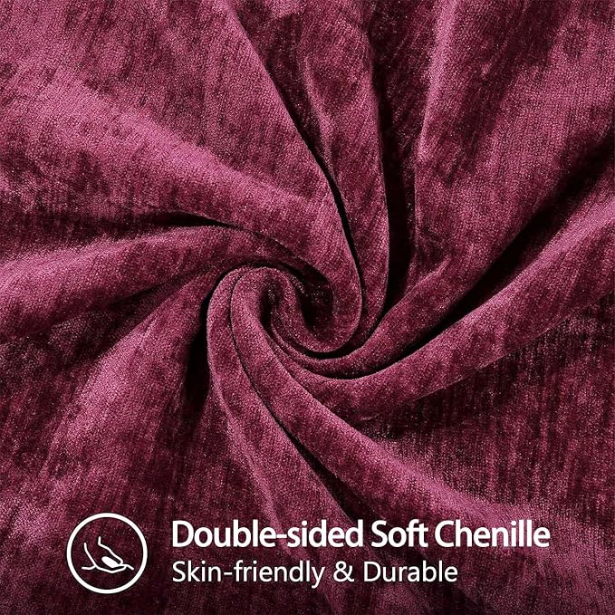 decorUhome Soft Chenille Throw Pillow Covers 18x18 Set of 2 Rhododendron | Fall Textured Decorative Throw Pillow Cases Stitched Edge Modern Farmhouse Luxury Boho Velvet for Couch Sofa Bed Home Decor