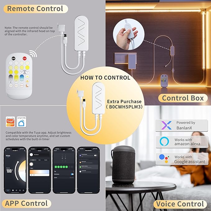 MIWISE CCT COB LED Strip Light Tunable White,32.8ft/10m Dimmable 2700K-6500K CRI90+ 24V LED Tape Light,for Under Cabinet Bedroom Kitchen DIY Lighting(Power Supply & Controller NOT Included)