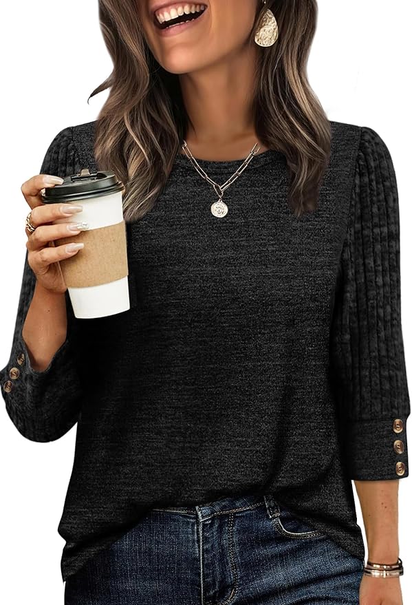 WIHOLL 3/4 Length Sleeve Womens Tops Sweaters Shirts Lightweight Spring Outfits 2026 Winter Clothing S-2XL