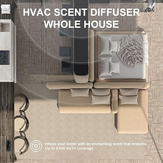 Scent Air Machine for Home, HVAC Scent Diffuser Cover Up to 4500 Sq. Ft, Fragrance Diffuser 1000ML, Waterless Cold Air Diffuser for Essential Oils for Large Room, Whole House, Business, Spa, White