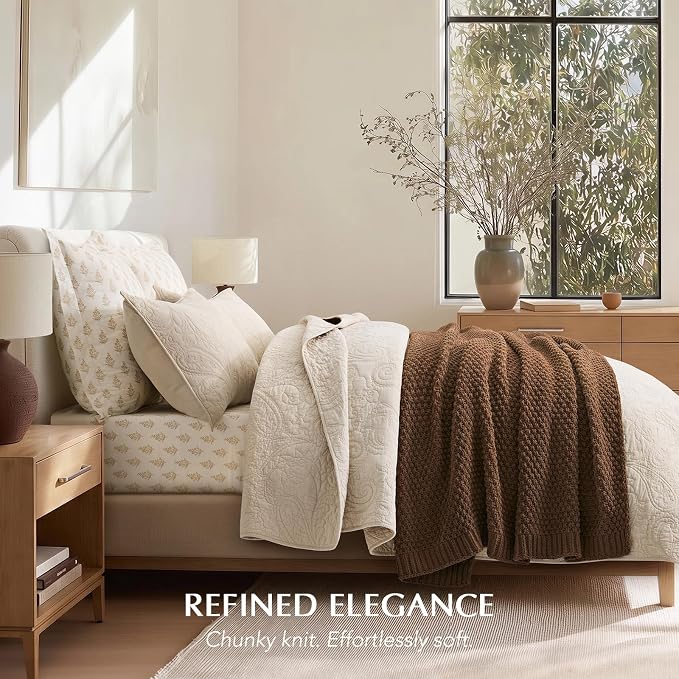 EVERGRACEHOME Chunky Chenille Knit Throw Blanket, 50 x 60, Burnt Orange | Sculpted Moss Stitch, Chic Modern Farmhouse, All-Season Warmth, OEKO-TEX® Certified, Elegant Blanket for Couch, Bed, Sofa