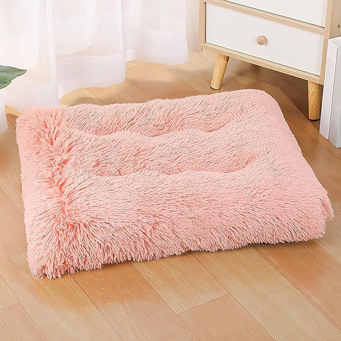 Dog Crate Mat, Dog Bed for Large Dogs, Comfy Fluffy Kennel Pad Anti-Slip for Dog beds & Furniture, Quilted Dog Bed for Pets for Medium/Small Dogs Cats (Color : Pink 2, Size : 16.9x11)