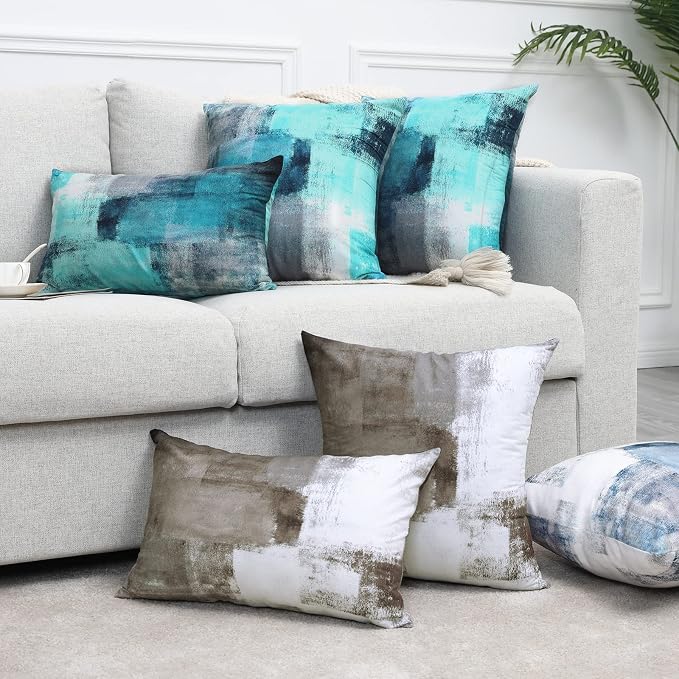 Throw Pillow Covers for Couch, 18x18 Inch, 2 Pack, Turquoise | Decorative Throw Pillow Covers Cushion Covers for Couch Bedroom Sofa Living Room
