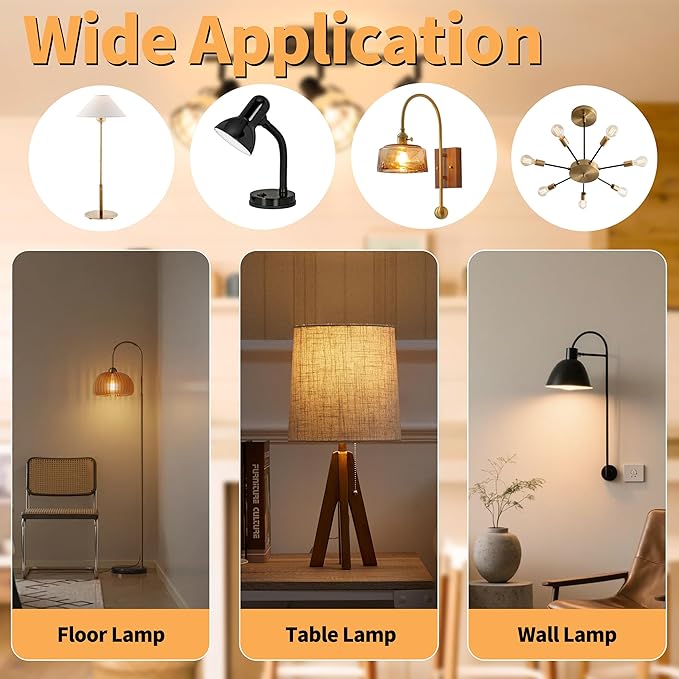 Warm Incandescent Light Bulbs 60 Watt,A19/A60 Vintage Style Edison Bulbs E26,Soft Yellow Light Bulbs,Amber Bulbs,Retro Light Bulb Old Fashioned,Halogen Dimmable Edison Bulb Squirrel Cage 12 Pack