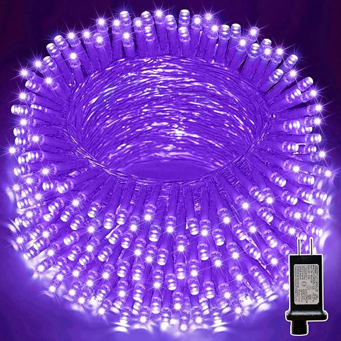 Purple Christmas Lights Indoor Outdoor waterproof Clear Wire, 99ft 300 LED Purple Lights indoor, 16 Modes Deep-Violet String Lights Plug in for Christmas Tree Bedroom Garden Party Xmas Decoration