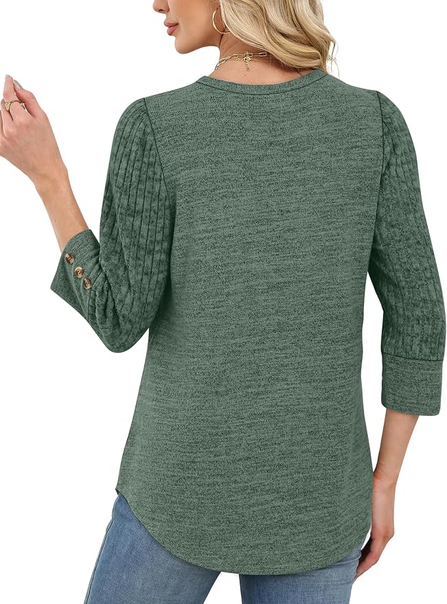 WIHOLL 3/4 Length Sleeve Womens Tops Sweaters Shirts Lightweight Spring Outfits 2026 Winter Clothing S-2XL