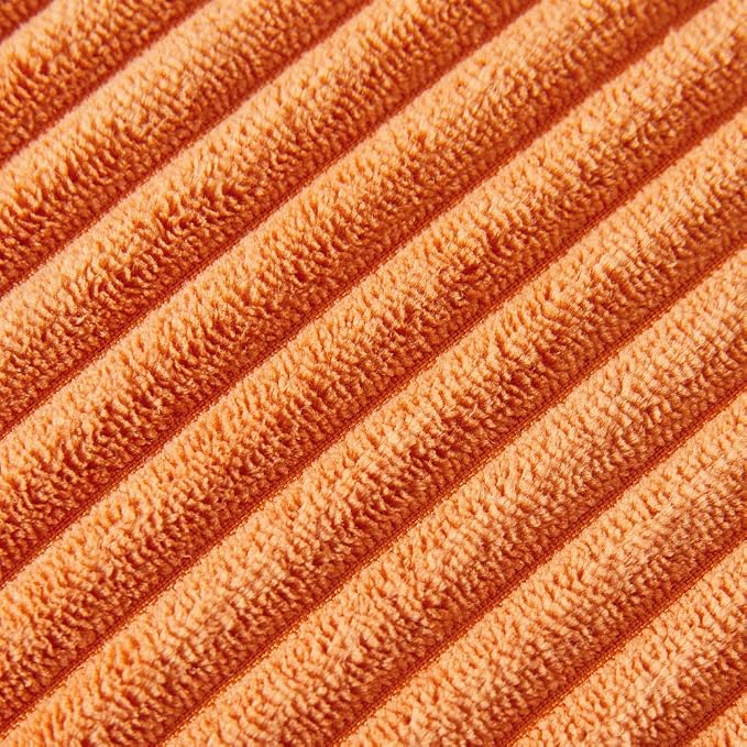 Fancy Homi Pack of 2 Fall Lumbar Decorative Throw Pillow Covers with Pom-poms, Soft Corduroy Solid Rectangle Cushion Cases for Couch Sofa Bed Living Room, Fall Home Decor (14x24 Inch/35x60 cm, Orange)