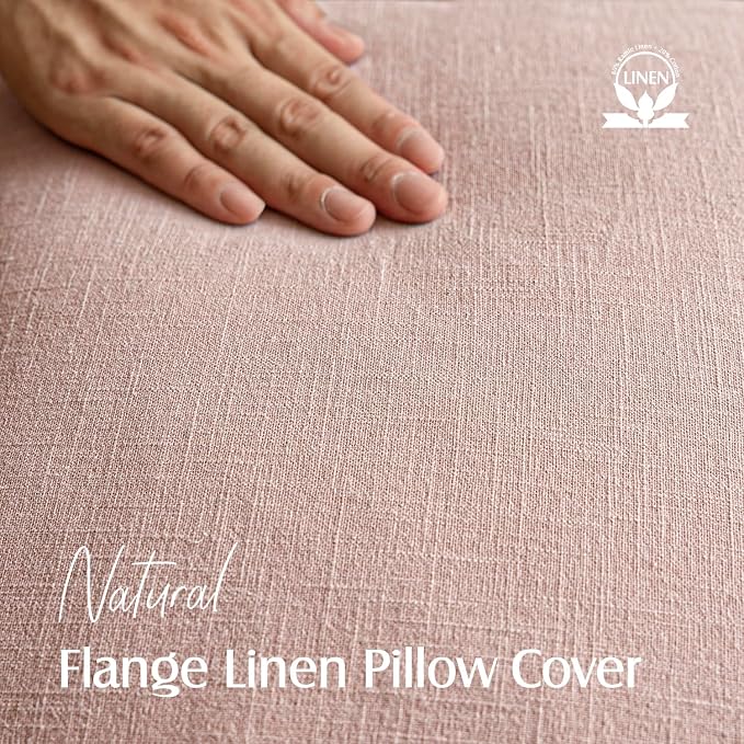 Foindtower Pack of 2, Decorative Linen Solid Throw Pillow Covers Soft Accent Cushion Case Boho Farmhouse Pillowcase for Bed Chair Couch Sofa Bedroom Living Room Home Decor 26 x 26 Inch Light Pink